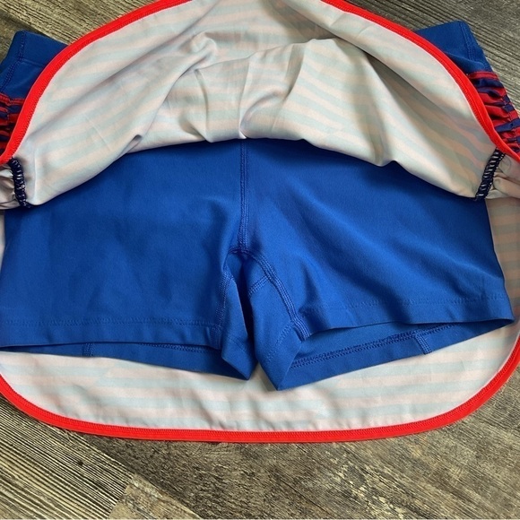 Nike Royal & Red Dri Fit Running Short/Skort Blue Red Striped Pocket Sz. M B51 - Picture 4 of 8